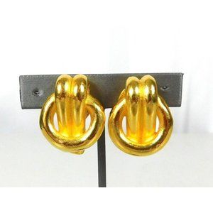 Gold Tone Door Knocker Clip on Earrings Womens Fashion Jewelry